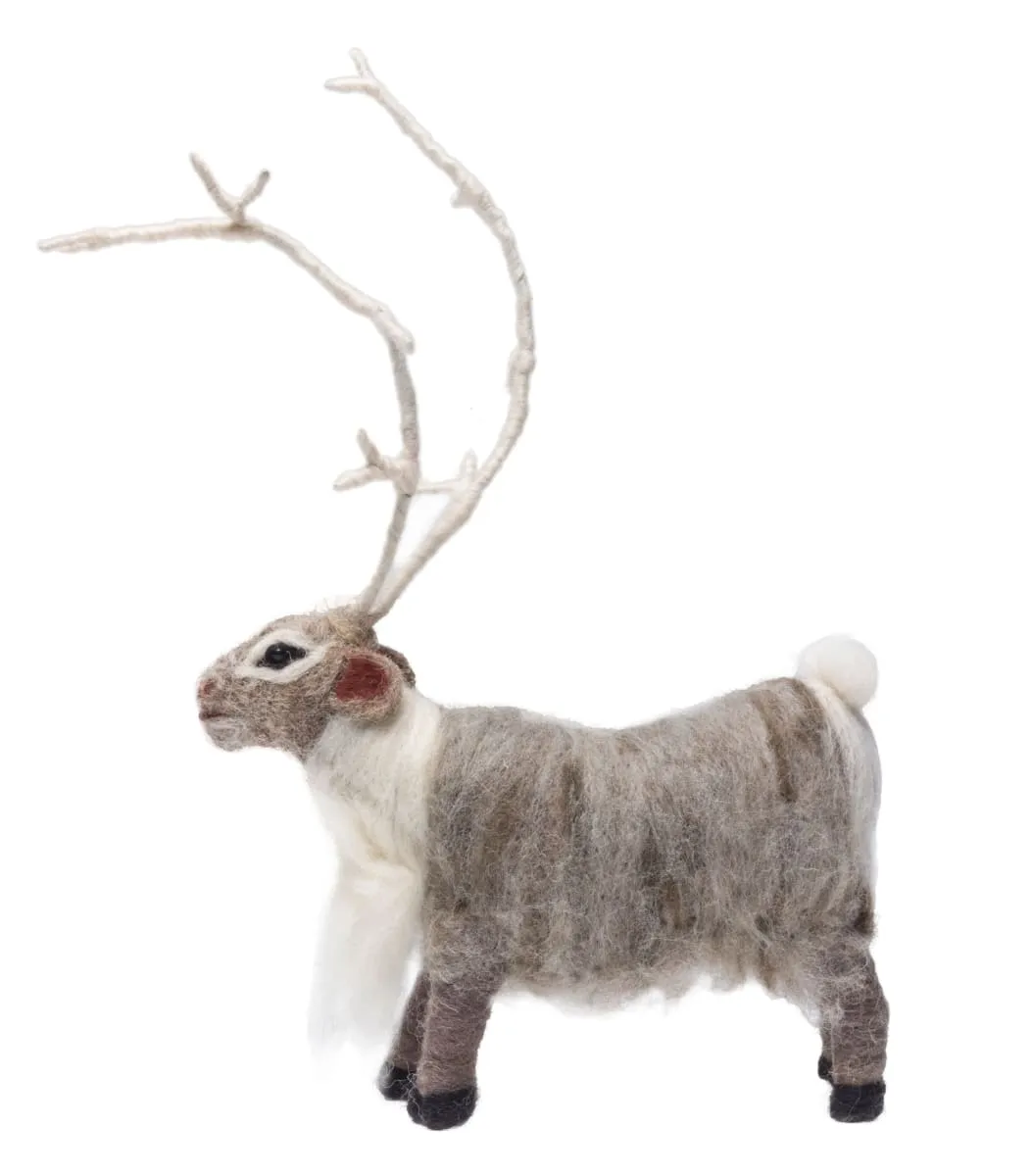 De Kulture Handmade Premium Wool Felt Reindeer Eco Friendly Needle Felted Christmas Xmas Tree Decoration Stuffed Ornament for Home Office Party Holiday Décor, 7.5x2x8 (LWH) Inches